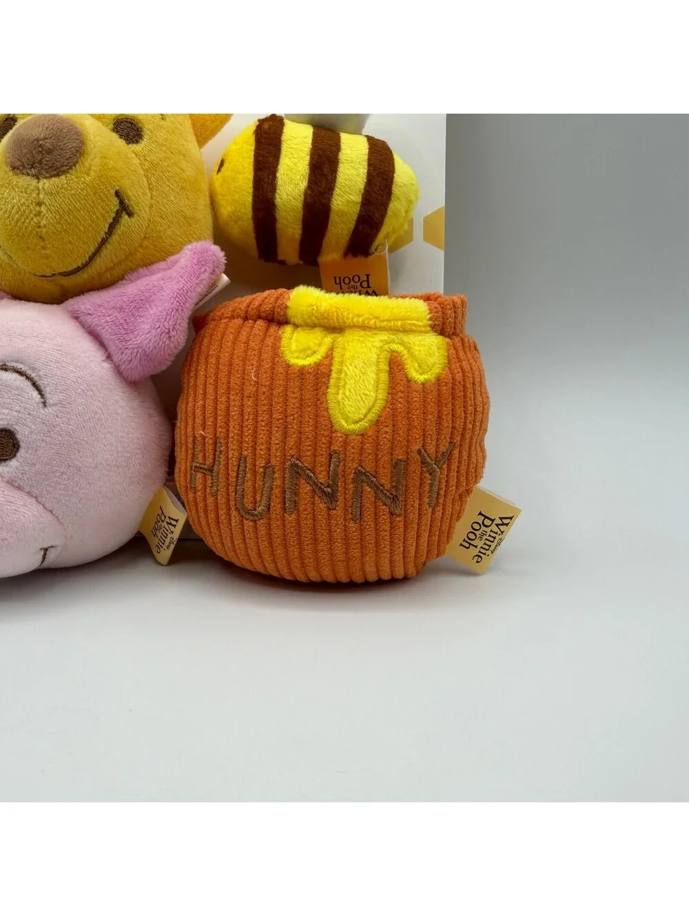 Disney Winnie the Pooh 4 Pack Squeaker Plush Dog Toy Pook Piglet Hunny Pot Bee